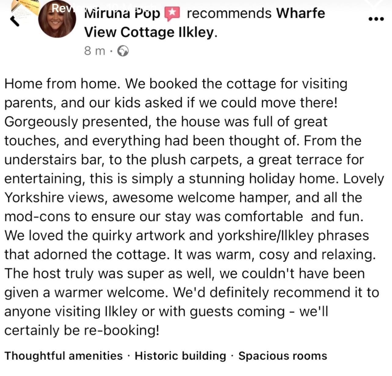 Wharfe View Cottage Ilkley Exterior foto